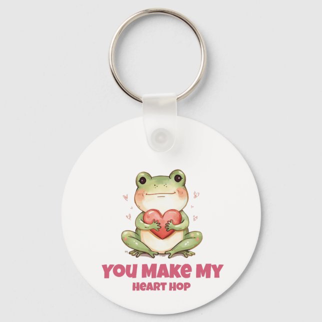 Cute Frog Valentine Tee Nyckelring (Framsida)