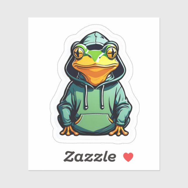 Cute Frog Wearing Hoodie Klistermärken (Ark)