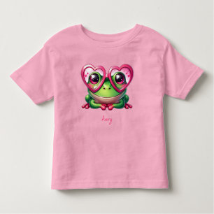 Cute Frog Wearing Oversized Heart Glasses T Shirt