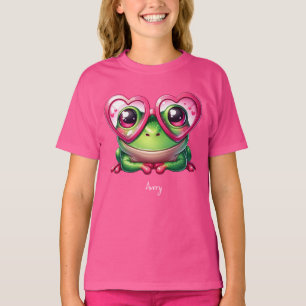 Cute Frog Wearing Oversized Heart Glasses T Shirt