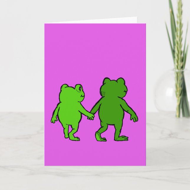 Cute Frog Whimsical Cartoon Friendship Card Kort (Framsida)
