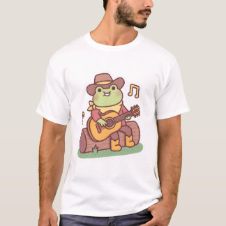 Cute Frog With Cowboy Hat and Guitar T Shirt