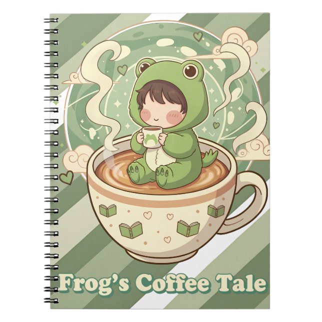 Cute Froggy Coffee Tale Design Anteckningsbok (Framsidan)