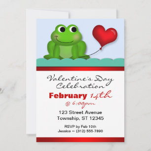 Cute Froggy Heart Alla hjärtans dag inbjuds Inbjudningar