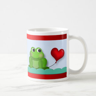 Cute Froggy Heart Balloon Valentine Day Mugg