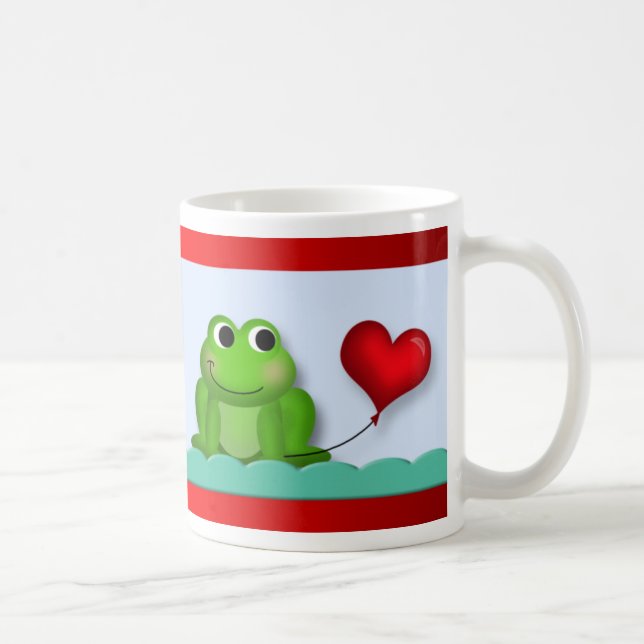 Cute Froggy Heart Balloon Valentine Day Mugg (Höger)