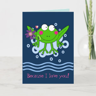 Cute Froggy i Kärlek med Anpassningsbar Text Kort
