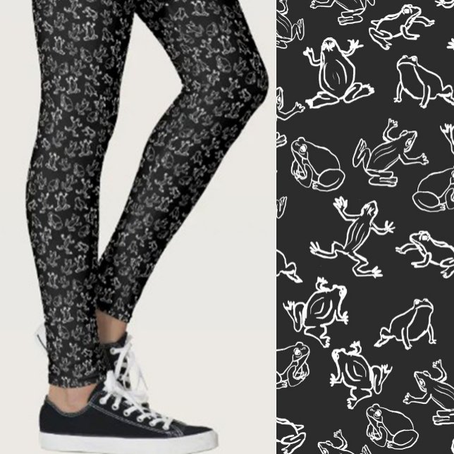 Cute Frogs Black and White Pattern Leggings (Skapare uppladdad)