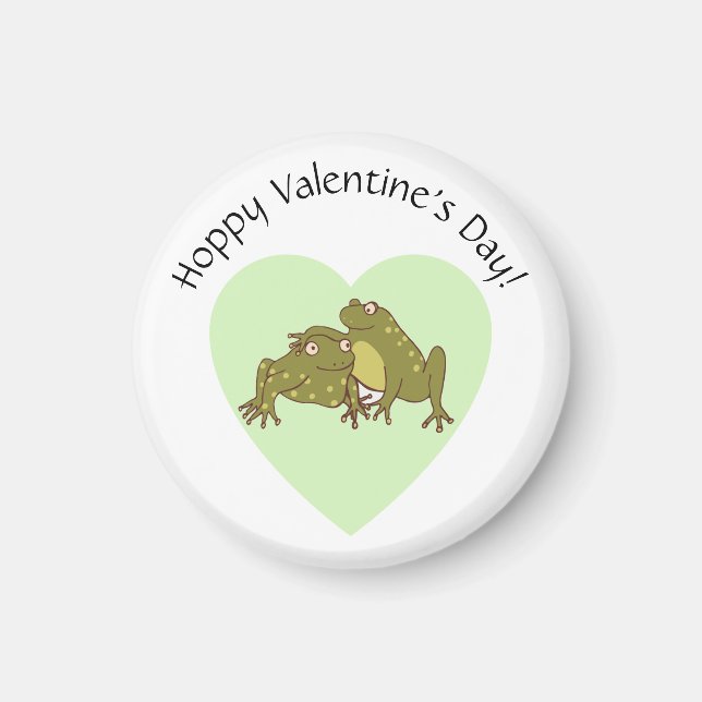 Cute Frogs i Kärlek Hoppy Valentines day Funny Magnet (Framsidan)