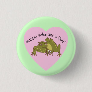 Cute Frogs i Kärlek, Lättfig Hoppy Valentines day Knapp
