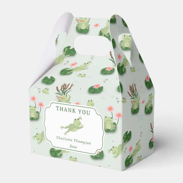 Cute Frogs in Lily Pond Kids Birthday Party Presentaskar (Framsidan Sidan)