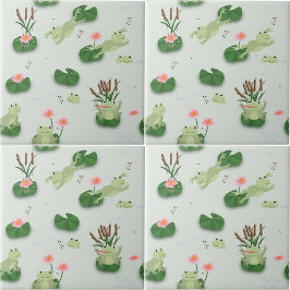 Cute Frogs in Lily Pond Nursery Gender Neutral Kakelplatta