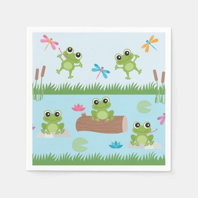 Cute Frogs in Pond Pappersservett (Framsidan)