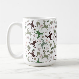 Cute Frogs Nature Floral Pattern Kaffemugg