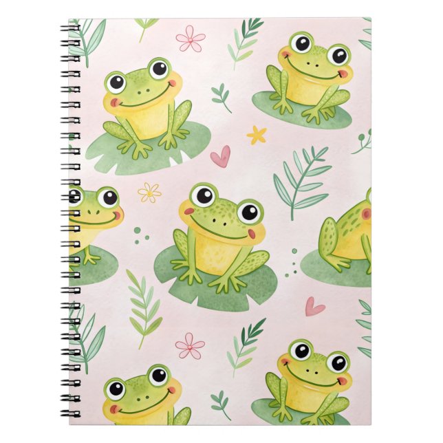 Cute frogs Pattern Anteckningsbok (Framsidan)