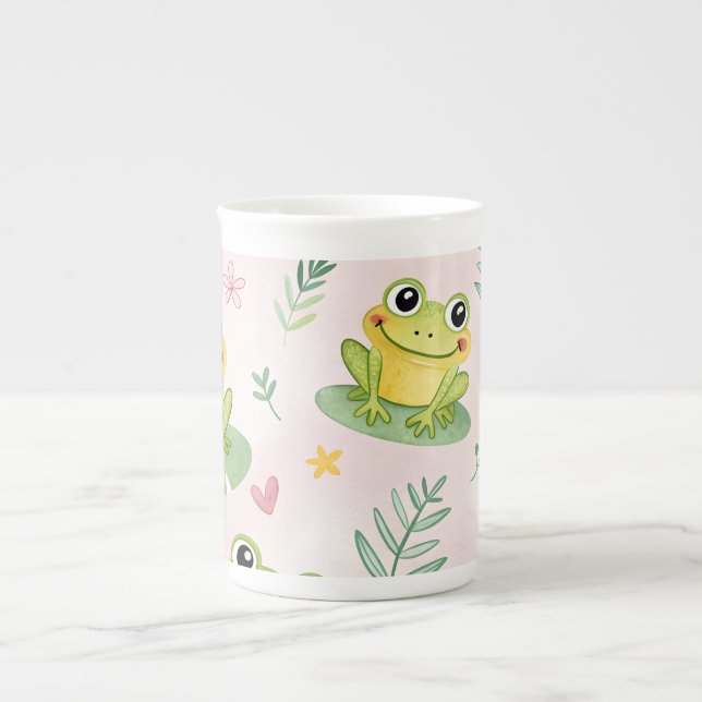 Cute frogs Pattern Benporslin Mugg (Framsidan)