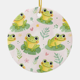 Cute frogs Pattern Julgransprydnad Keramik