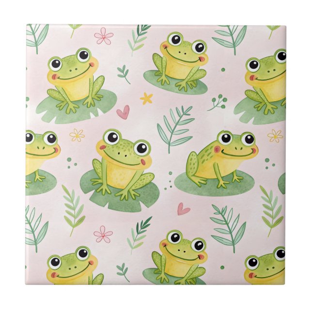 Cute frogs Pattern Kakelplatta (Framsidan)