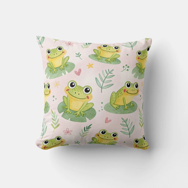 Cute frogs Pattern Kudde (Framsida)
