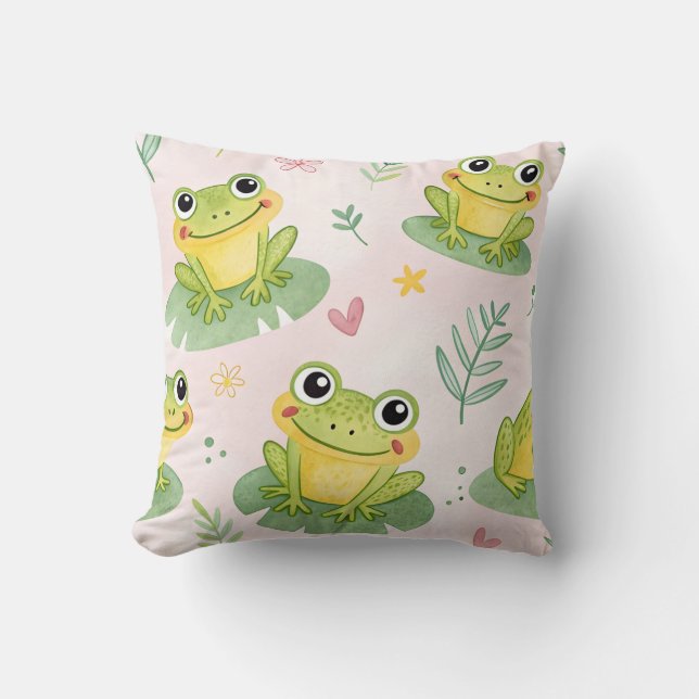 Cute frogs Pattern Kudde (Framsida)