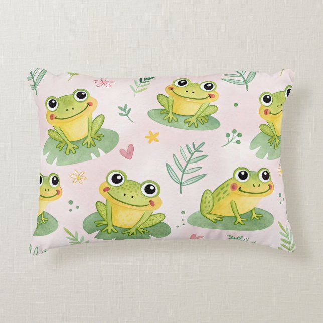 Cute frogs Pattern Prydnadskudde (Framsidan)