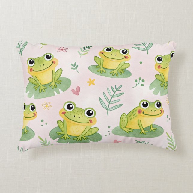 Cute frogs Pattern Prydnadskudde (Framsidan)