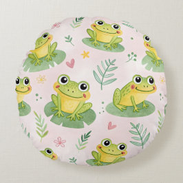 Cute frogs Pattern Rund Kudde