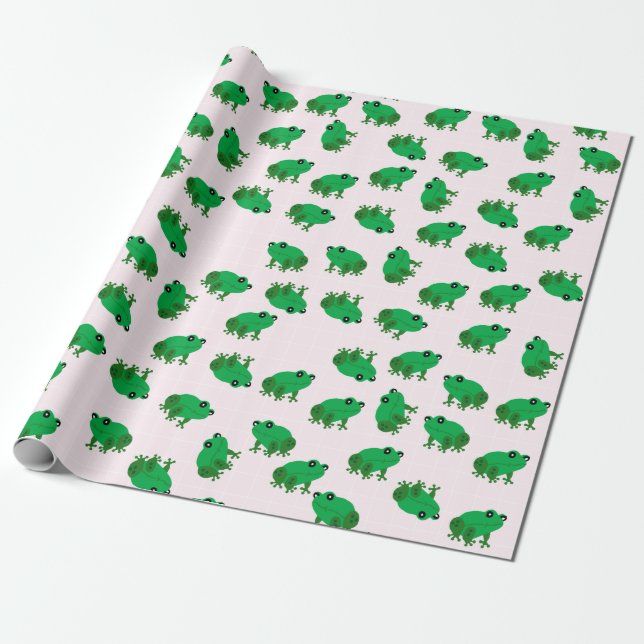 Cute Frogs Wrapping Paper Presentpapper (Utrullad)