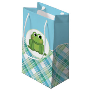 Cute Frole Blue och Grönt Plaid Gift Bag