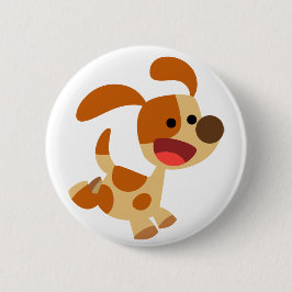 Cute Frolicking Tecknad hund Button Badge Knapp