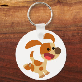 Cute Frolicking Tecknad hund Keychain Nyckelring