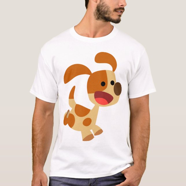 Cute Frolicking Tecknad hund Women T-Shirt (Framsida)