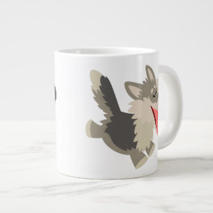 Cute Frolicsome Tecknad Varg Jumbo Mugg