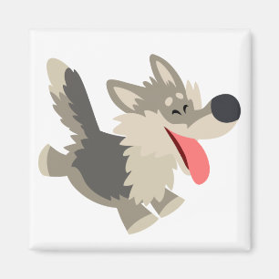 Cute Frolicsome Tecknad Varg Magnet