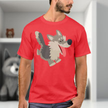 Cute Frolicsome Tecknad Varg T-Shirt