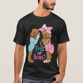 Cute Fros or Bows Gender Reveal Baby Shower TShir T Shirt