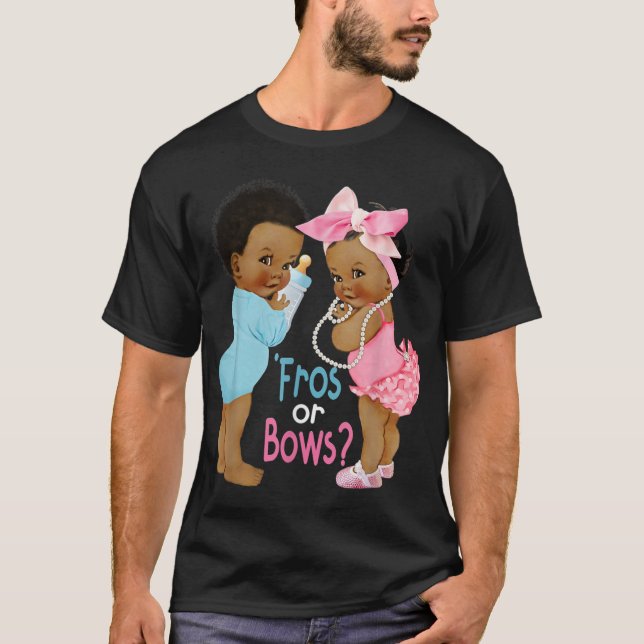 Cute Fros or Bows Gender Reveal Baby Shower TShir T Shirt (Framsida)