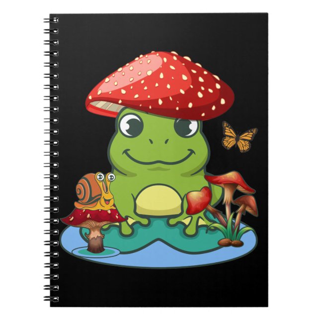Cute Froshroom Hat Snigel Butterfly Anteckningsbok (Framsidan)