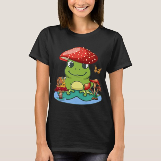Cute Froshroom Hat Snigel Butterfly T Shirt (Framsida)