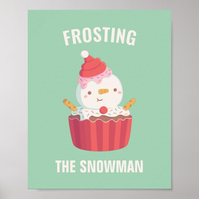 Cute Frosting The Snowman Cupcake Christmas Decor Poster (Framsidan)