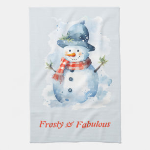 Cute Frosty & Fabulous Snögubbe för jul Kökshandduk