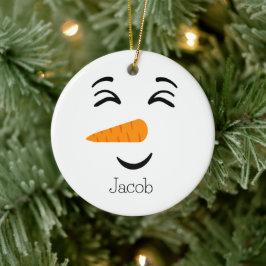 Cute Frosty Snögubbe som leker Ansikte Julgransprydnad Keramik