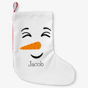 Cute Frosty Snögubbe som leker Ansikte Liten Julstrumpa
