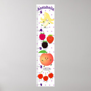 Cute fruit cartoon illustration growth chart poster