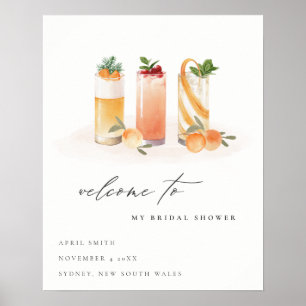 Cute Fruit Cocktail Orange Inbjudan Möhippa Poster