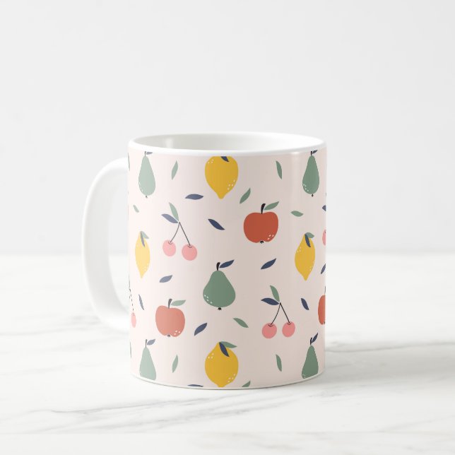 Cute Fruit Mönster Kaffemugg (Framsida vänster)