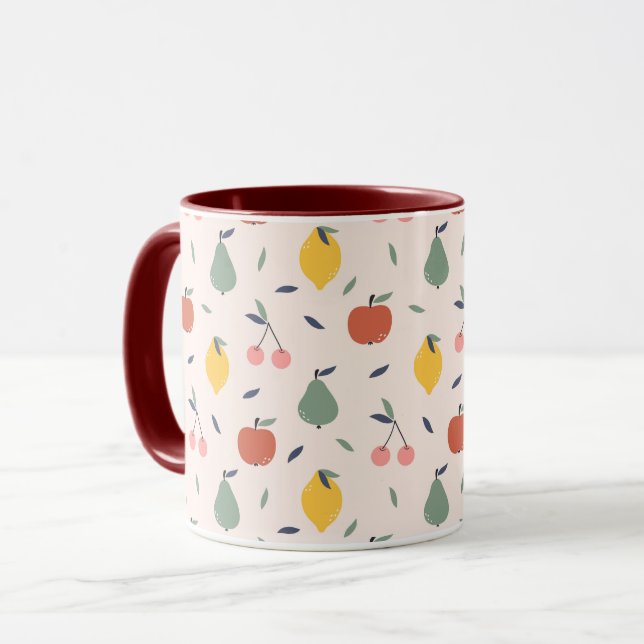 Cute Fruit Mönster Mugg (Framsida vänster)