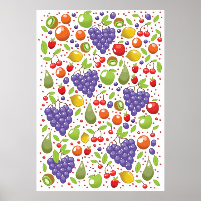 Cute Fruit mönster Poster (Framsidan)
