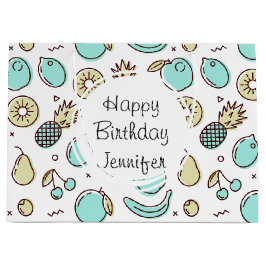 Cute Fruit Mönster Summery Line Teckning Birthday