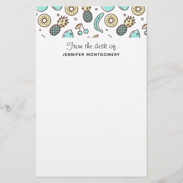 Cute Fruit Mönster Summery Line Teckning Brevpapper (Framsida)